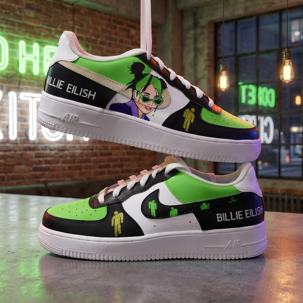 Billie Eilish Custom Art Sneakers – Air Force 1